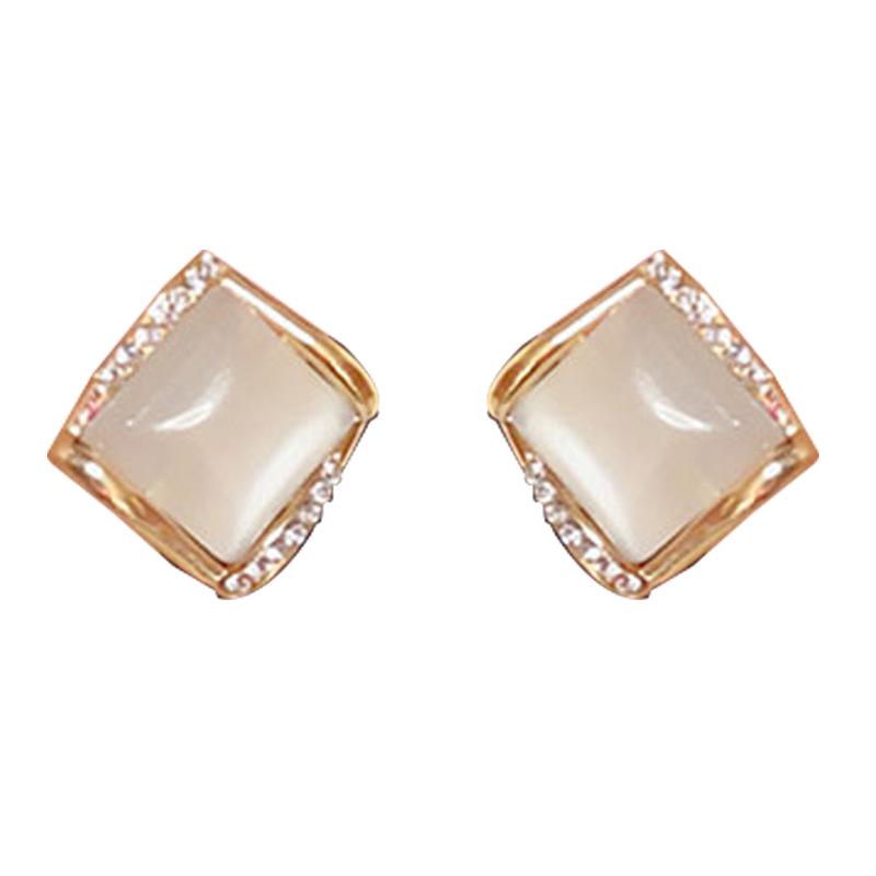 2024 New High-End Geometric Square Rhinestone-Inlaid S925 Silver Earrings – Light Luxury Studs