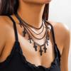 Star Pendant Multi-layer Tassel Necklace - Sweet Cool Black Clavicle Jewelry