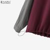 ZANZEA Women Patchwork Long Sleeve Casual Round Neck Loose Blouse