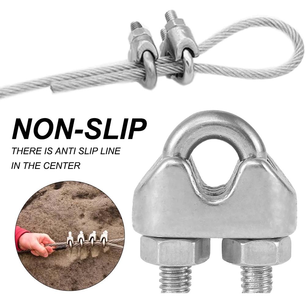 12Pcs U Type M3 Cable Clamps 3mm Wire Rope Fixing Clip Bolts Saddle Fastener Metal Heavy Duty 304 Stainless Steel