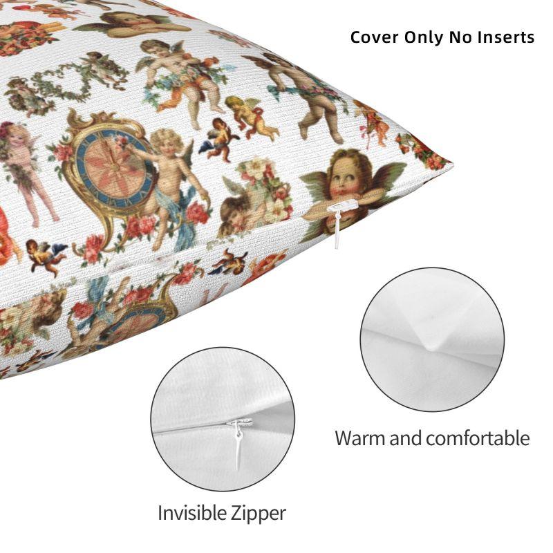 Custom Cute Angels Nordic Throw Pillow Cover Living Room Decoration Aesthetic Renaissance Flowers Cushions for Sofa
