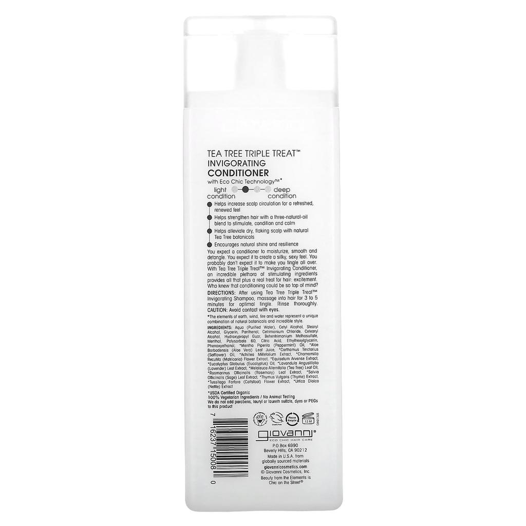 Giovanni Tea Tree Triple Treat, Invigorating Conditioner, for All Hair Types, 8.5 Fl Oz (250 Ml)