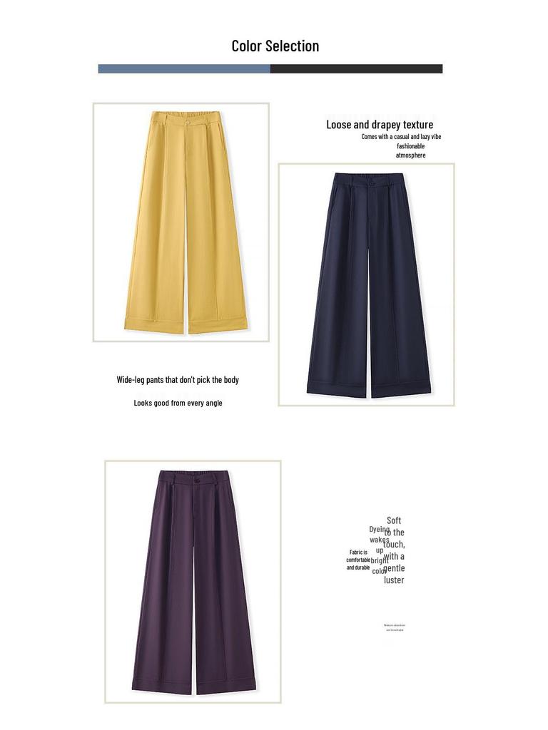 Women's High-Waisted Dark Purple Wide-Leg Pants - Spring/Autumn 2026 Lazy Drapey Casual Suit Style