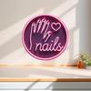 Rundes Neon-Nagelkunst-Hängeschild Wanddeko Leuchtsticker Nicht-Elektrisch Für Nagelstudio Zuhause Schlafzimmer Badezimmer Mehrfach-Szenen-Dekor
