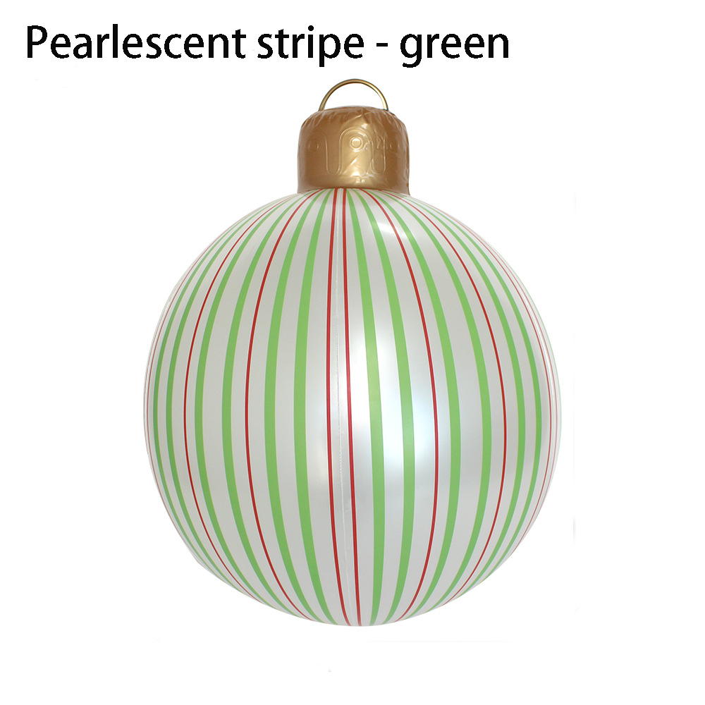 Inflatable Pearl Stripe Christmas Lantern Ball - Outdoor Courtyard Decorative Inflatable Christmas Ball For Holiday Lighting