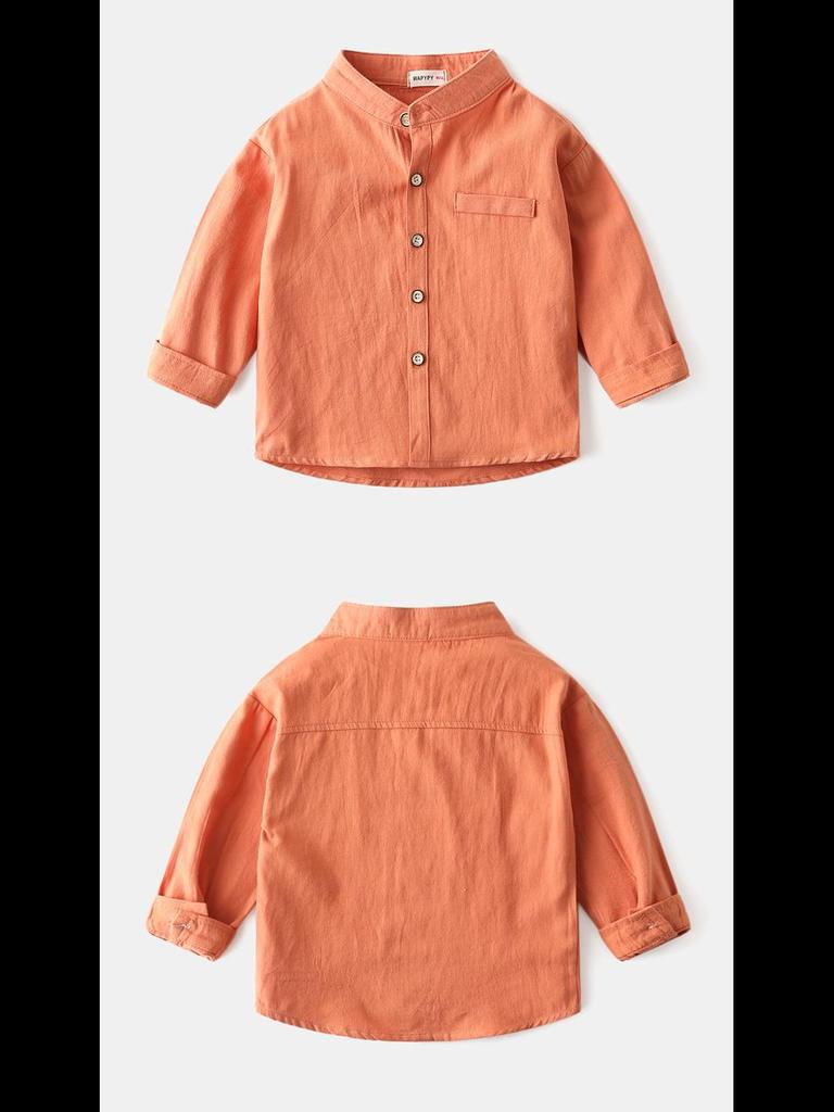 Einfarbiges Langarmhemd mit Stehkragen für Jungen im Frühjahr 2024: Trendiges Baby Top