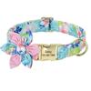 Persoalized Dog Collar Flower Printed Nylon Dog ID Collars Free Engraved Nameplate For Small Medium Large Dogs Chihuahua Pug