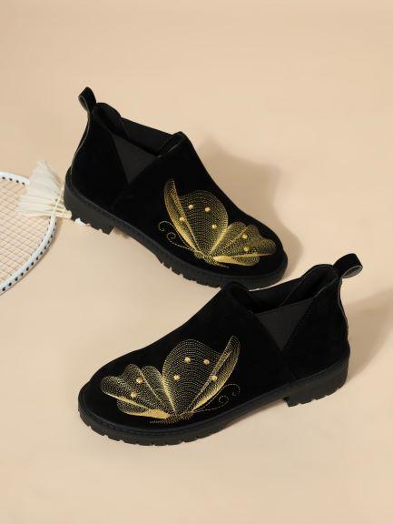 

Модные женские удобные весенние туфли на распродаже 2024 рукав осень круглый носок замша однотонные средней высоты голенище массивный каблук большой размер нюдовые ботинки 43 чёрный