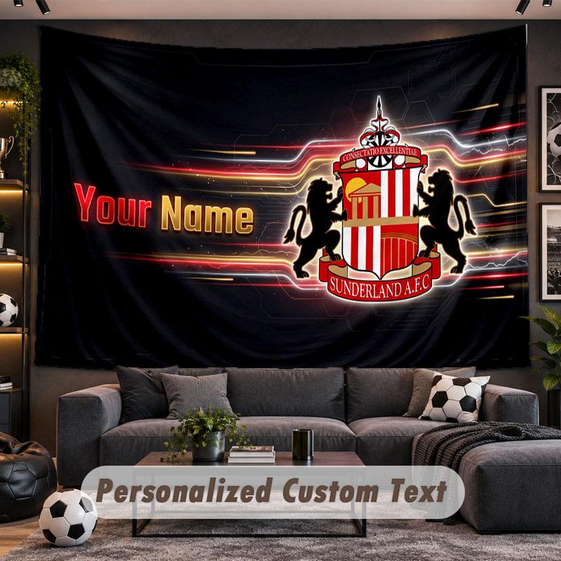 Wall Hanging Tapestry Custom NameSunderland FC Pattern Personalized Printed Fabric Wall Decor