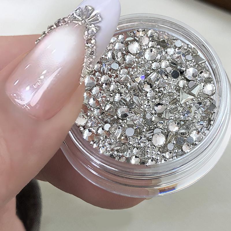 Diy Butterfly Knot Zircon Clear/Champagne 2-3Mm Triangle Trapezoid Nail Gemstones Glitter Nail Diamond Manicure Decor