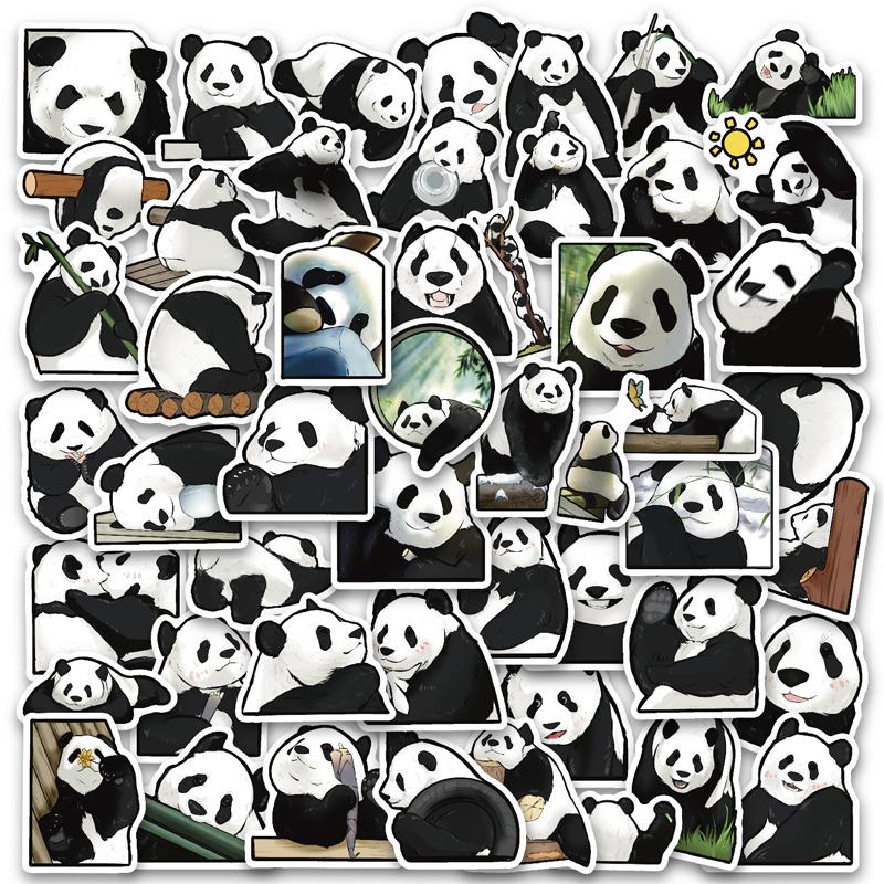 50 Pcs Panda Stickers Cute Cartoon Decals Waterproof Vinyl Stickers for Computer Luggage Guitar Bottle Refrigerator Phone Laptop