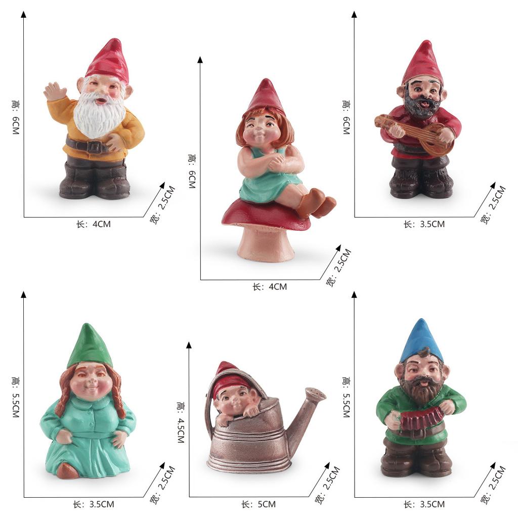 Simulation Character Model 6-Piece Set Christmas Dwarf Goblin Dwarf Elf Family Static Decorative Ornament Toy
