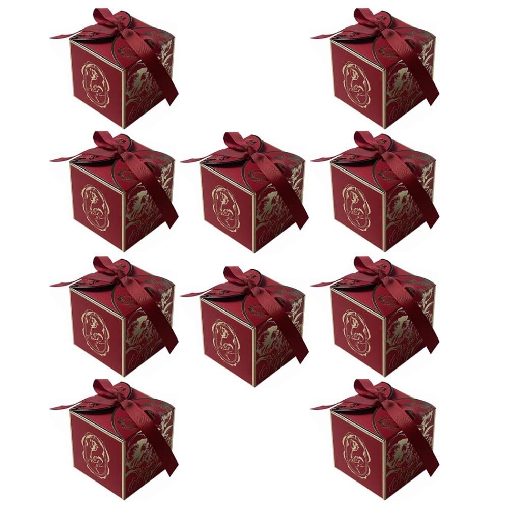

10 Pcs/Lot Elegant French Sugar Box with Ribbon Candy Box High Quality Gift Box Birthday Party