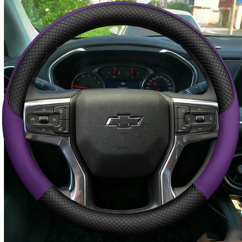 Microfiber Leather Car Steering Wheel Cover For Chevrolet Blazer 19-22 Silverado 19-21 3500HD 20-21 Suburban Tahoe 21