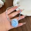 Fresh Sweet Mesh Rose Beaded Necklace for Women, Niche Dopamine Style Versatile Collarbone Chain Short Choker Fashion Neck Accessories