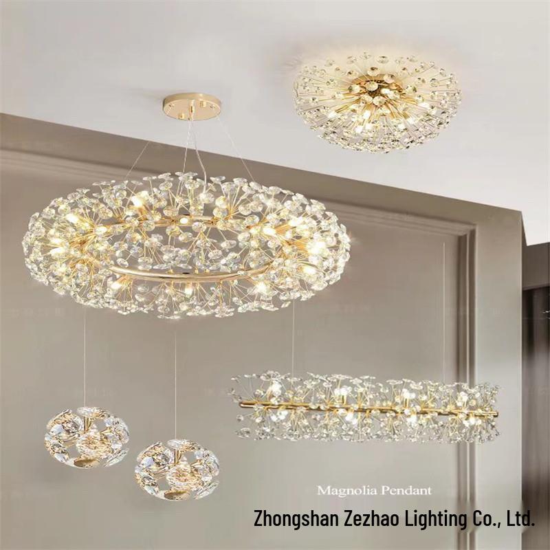 Nordic Dandelion Crystal Pendant Light for Living Room, Bedroom & Bar - Luxurious Creative Style Lighting