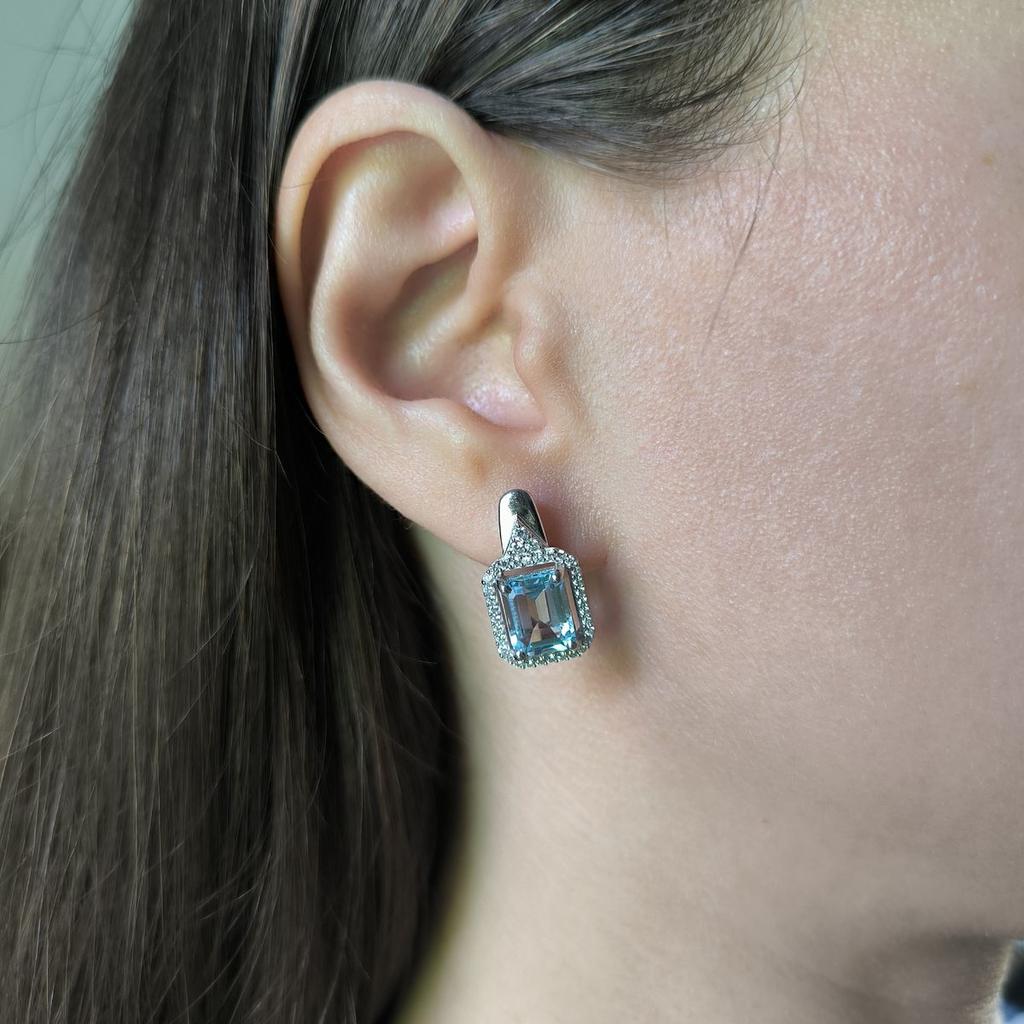 Серебряные серьги с натуральным топазом 6.572ct (2188322)