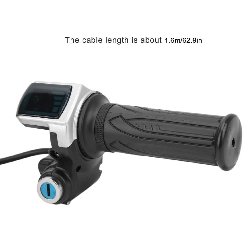 48V Half Twist Throttle, Electric Bike Throttle With LED Display Grip Lock Key Set For Ebike Motorcycle Scooter