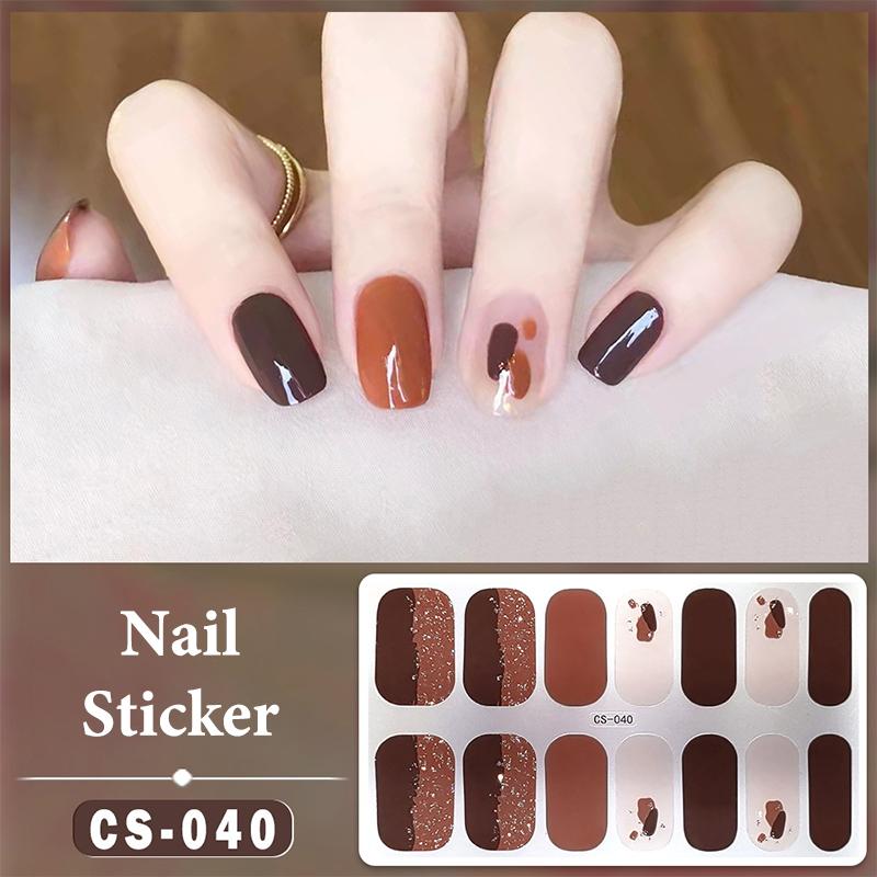 14 Nails Simple Waterproof Nail Wraps Full Cover Nail Stickers Firm And Not Easy To Fall Off Multi Color Nail Art For Women'S D