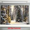 2D Christmas Snowy Forest Backdrop Warm Lights Photography Background