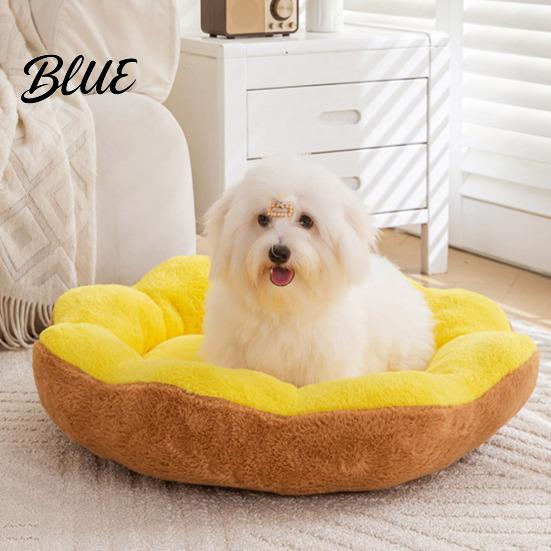 Cucce per Animali Semi-chiuse Fondo Antiscivolo Forma a Fiore di Peluche Invernale per Gatti Cani con Morbida Macchina