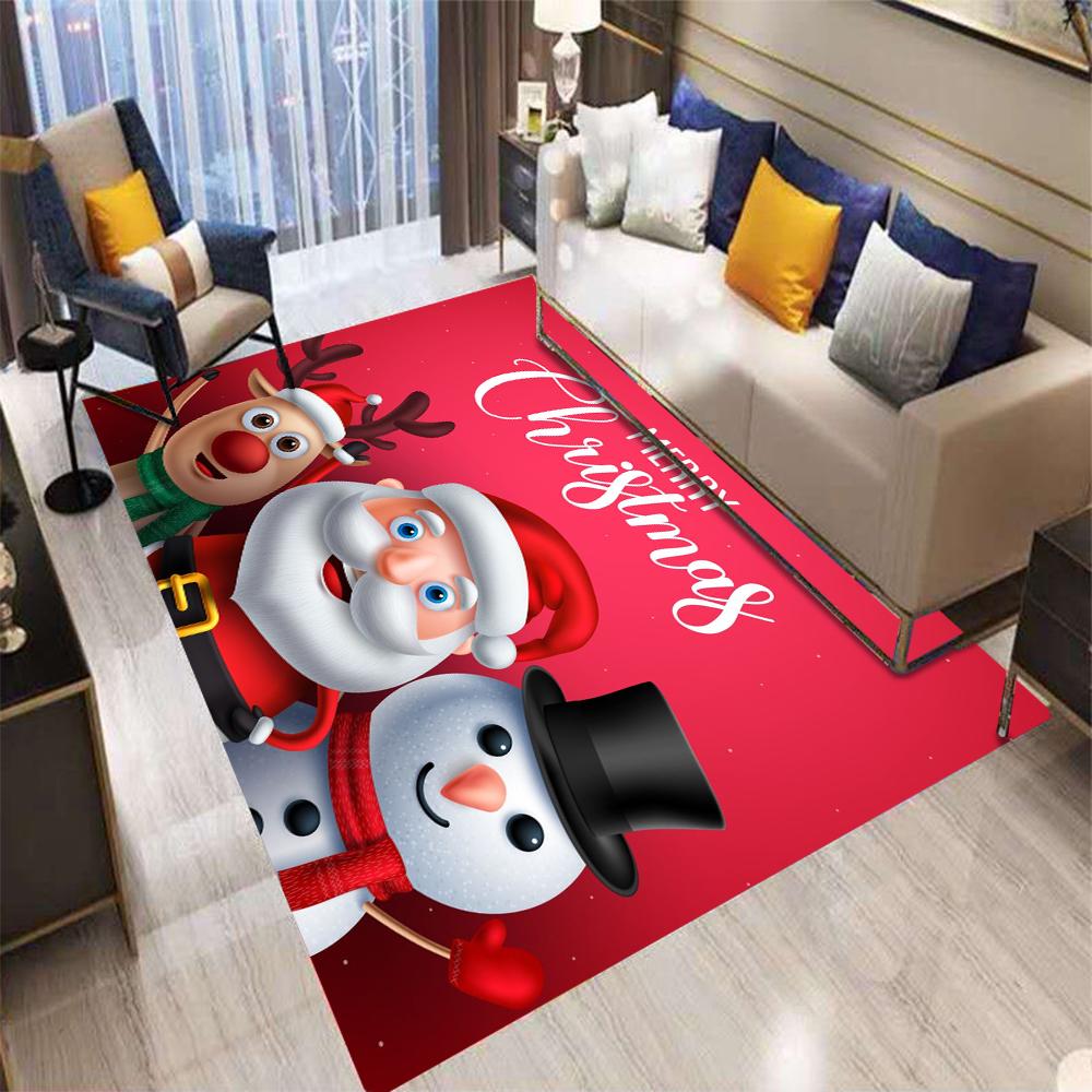 Christmas Theme Carpets for Living Room Decor Bedroom Bedside Area Rugs Non-slip Washable Home Hotel Coffee Table Sofa Floor Mat