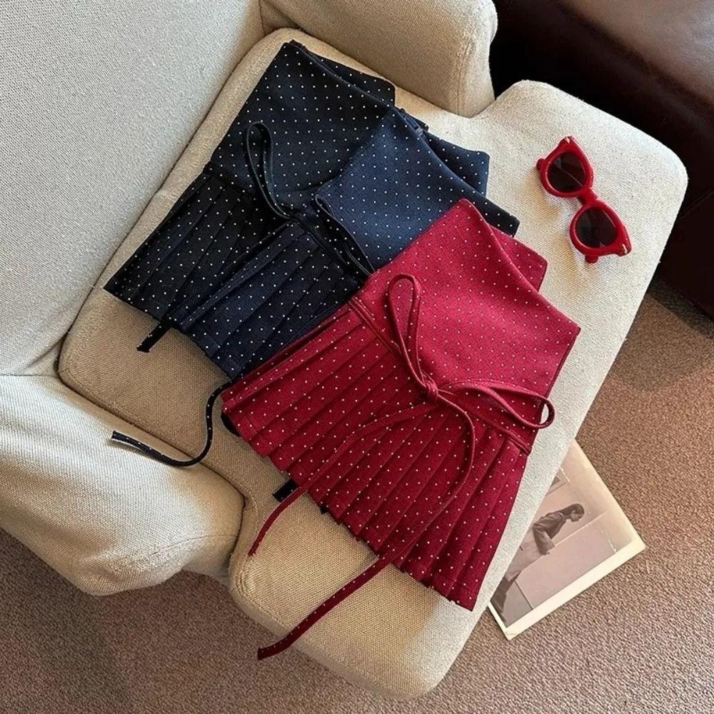 Preppy Style Pleated Skirts for Women Sweet A-line Short Skirts Comfortable Dot Mini Skirt Party