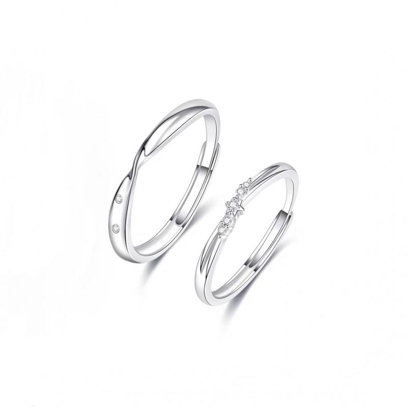 Mbius Couple Rings Men Women Minimalist Luxury Zirconia Adjustable Sterling Band Love Forever