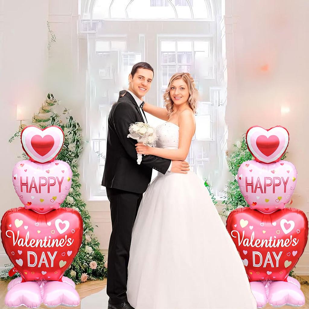 2-Pack 60inch Base Balloons for Valentine's Day, Foil Balloons, Suitable for Birthday Parties, Valentine's Day, Engageme