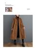 In Stock: Women's Korean Style Plus Velvet Corduroy Trench Coat - Thickened, Long Sleeve, Single-Breasted, 2025 Winter Edition.