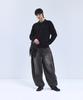 IRONYPORNO WHITELINE 86-Iroj367 Collared Placket Long Sleeve Knit Black
