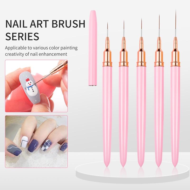 7/9/11/15/20mm Nail Art Liner Brush DIY Drawing Lines Stripe Flower Painting Pen Pink