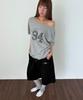 CHICKS All-Light Embroidered One-Pleat Wide Bermuda Sweatpants Black