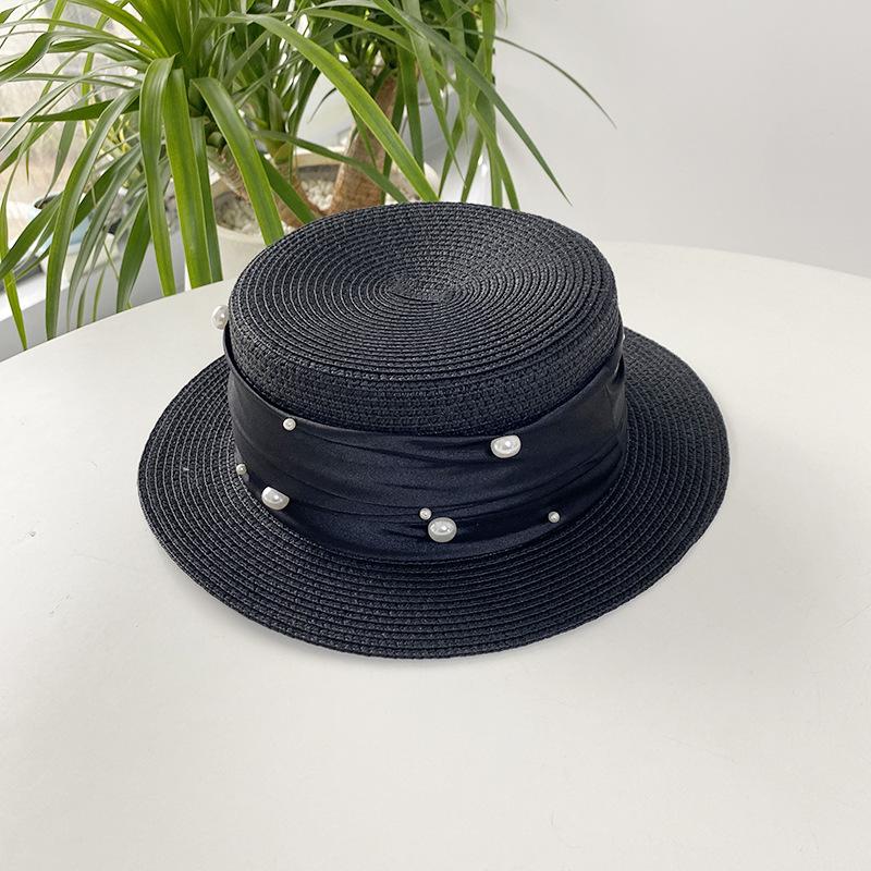 

Стиль Капелюх Універсальний Солом яний Плетений Милий Перловий Жіночий Сонцезахисний Капелюшок Ботер чорний