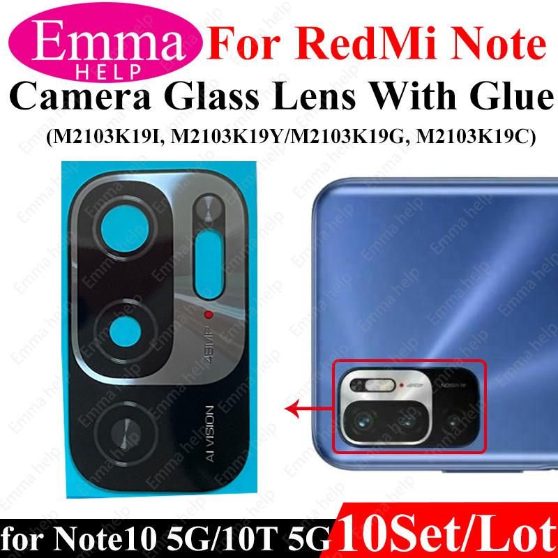 10Pcs Camera Lens For Xiaomi Redmi Note 9 Pro Max 9s 8 8t 7 7Pro Note10 5G 10t Back Camera Glass With Glue Adhesive
