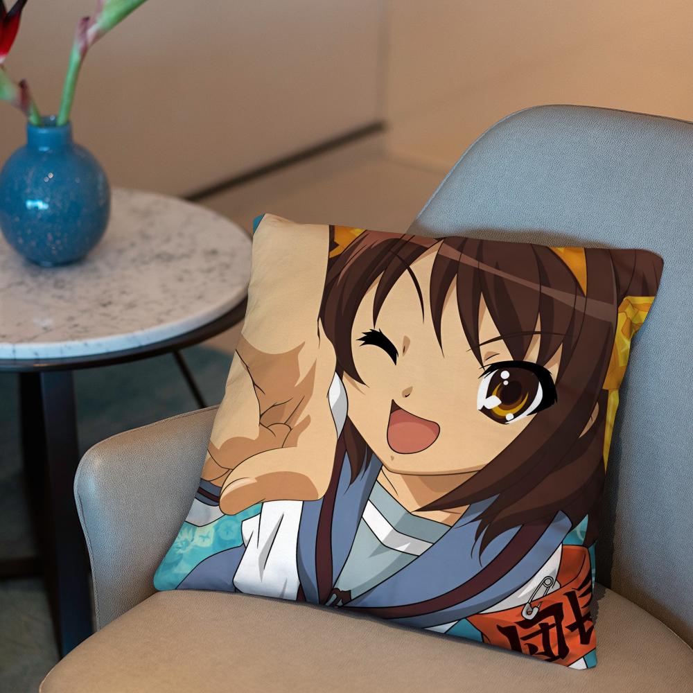 The Melancholy of Haruhi Suzumiya Cushion Cover 2-in-1 Reversible Plush Pillow Cover | Car/Sofa/Bed | Perfect Gift