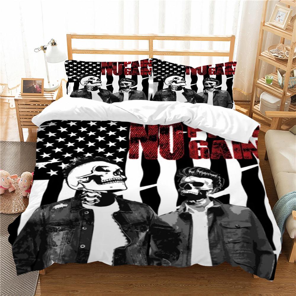 Duvet Cover Skull Print Bedding Set Cover Aesthetic Bedding Suit Children Home Bed Clothes Single Double Size Bed Set
