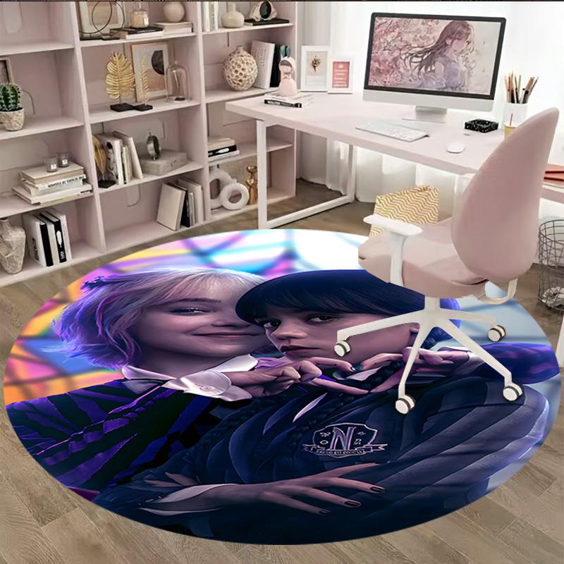 1pc Addams Family Wednesday9 Print Round Carpet Chair Round Carpet Suitable for Bedroom Living Room Home Decorative Carpet