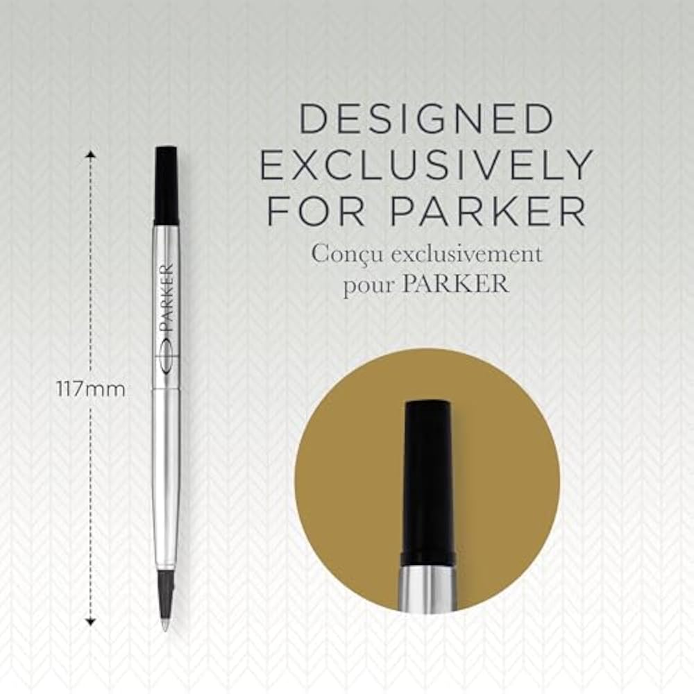 PARKER Parker Rollerball Refill, Black, 1 Pack, Black, F Fine, 0.5mm, Water-based Ballpoint Pen R...