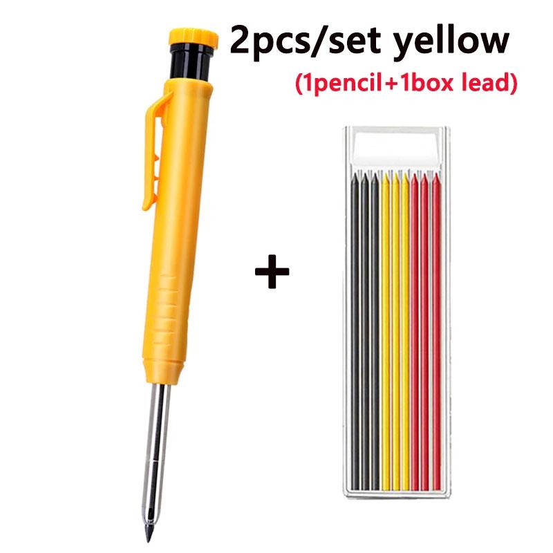 2.8mm Solid Carpenter Mechanical Pencil With Sharpener For Woodworking Construction Long Head Carpenter Pencil Stationery Tools