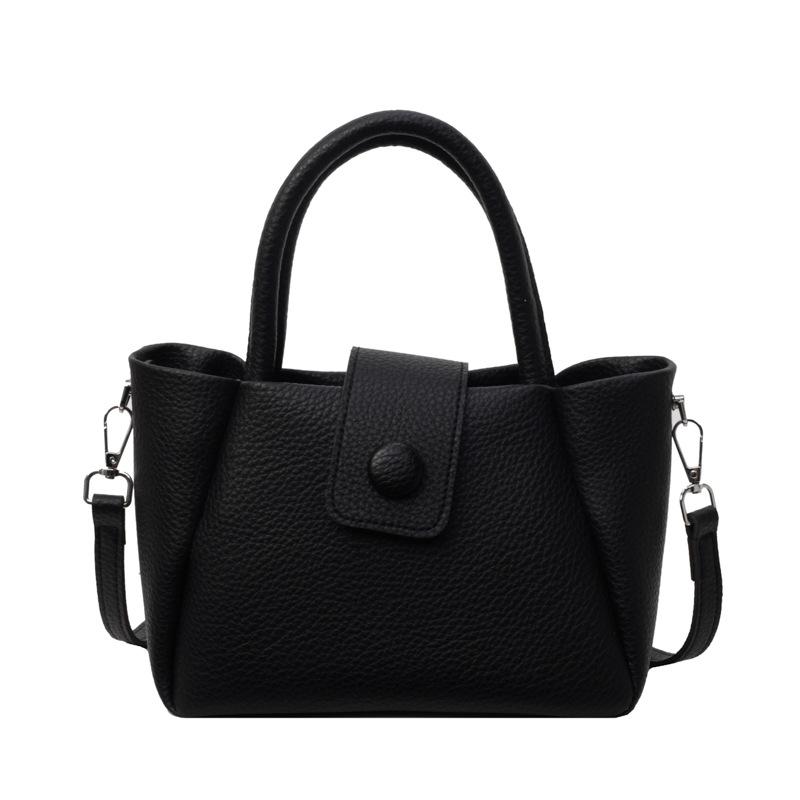 Stylish and Simple Hand Bag, New Women's Bag, Casual Lychee Pattern Bucket Bag, Trendy Texture Messenger Bag