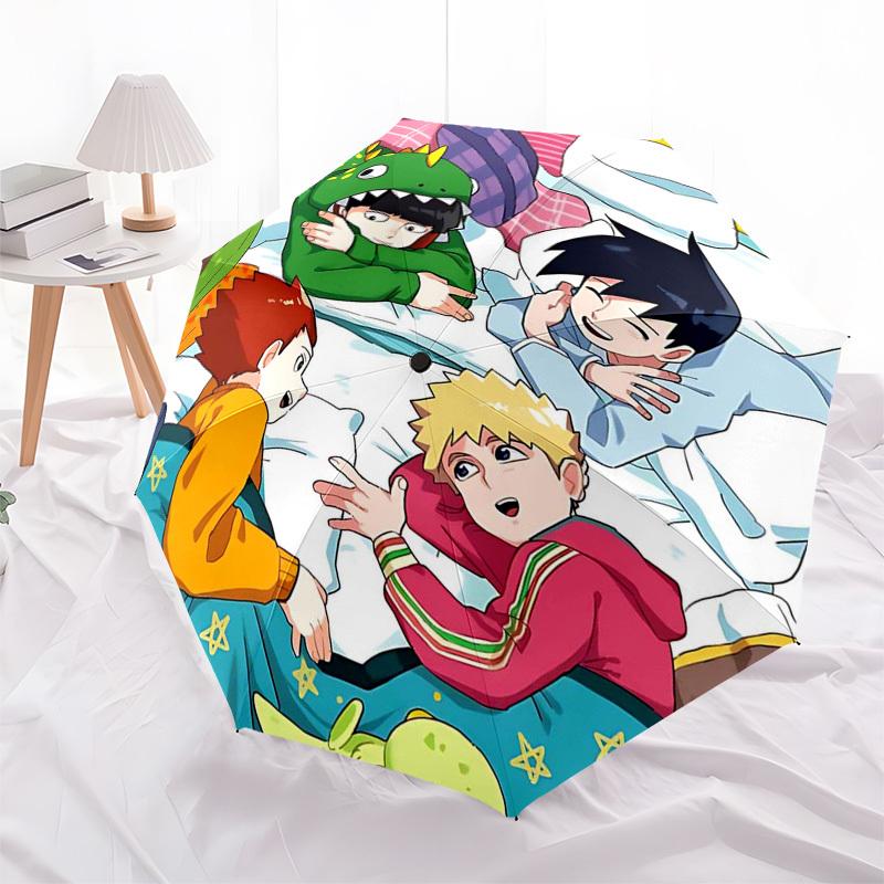 1pc Outdoor Umbrella with Naruto, Sasuke, Sakura, and Kakashi Print - Automatic Opening/Closing Umbrella with Portable Tri-Fold Design, 8-Rib Iro
