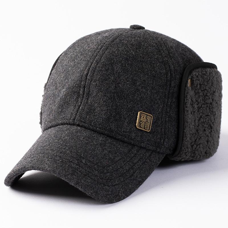 Men's windproof baseball cap - autumn/winter, large head size, hard top, ear protection, fleece lined, extra thick, warm, outdoor, dad hat