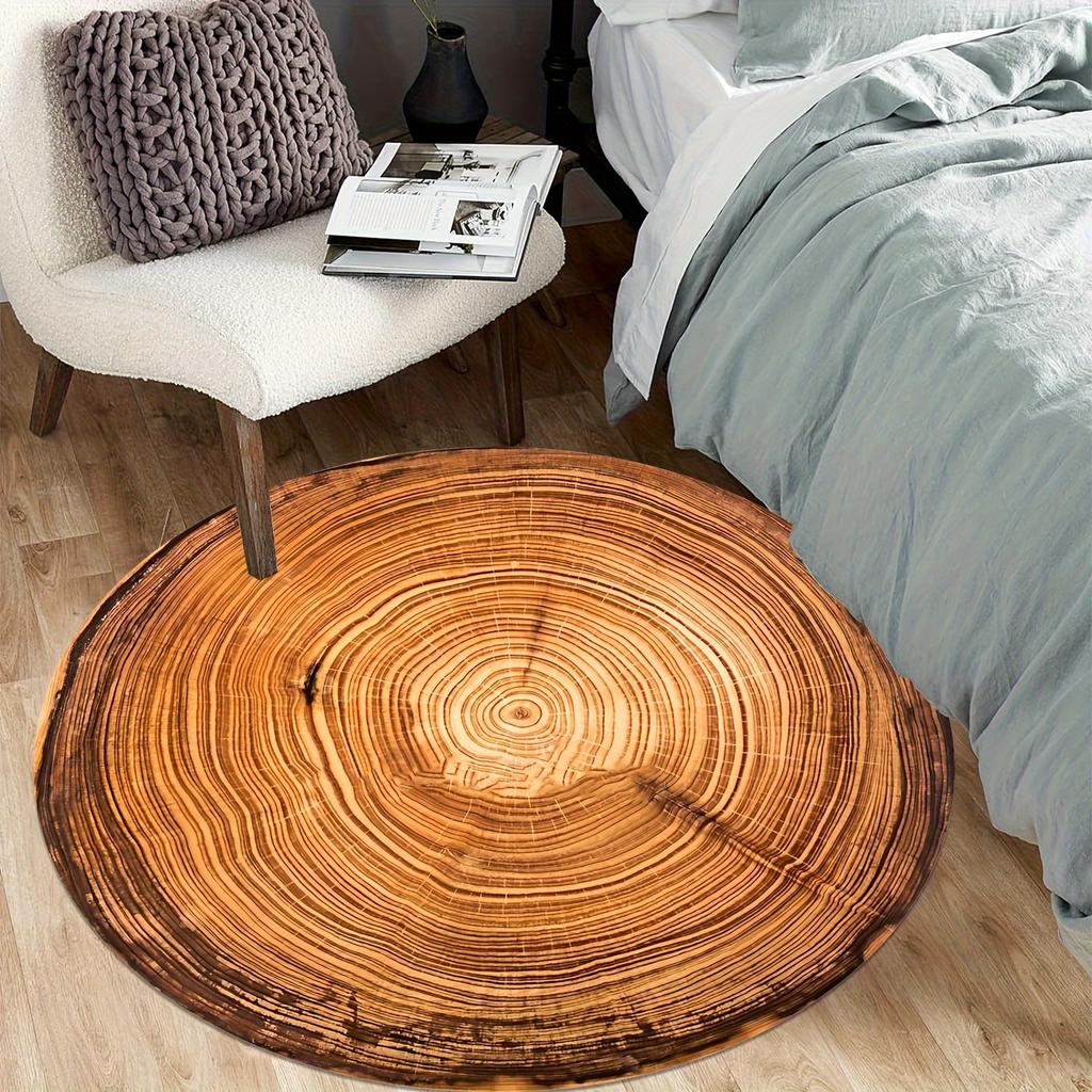 Wood Grain Round Carpet Flannel Rustic Living Room Decor Natural Floor Mat Earthy Area Rug Organic Home Accent Cozywoodland Vibe