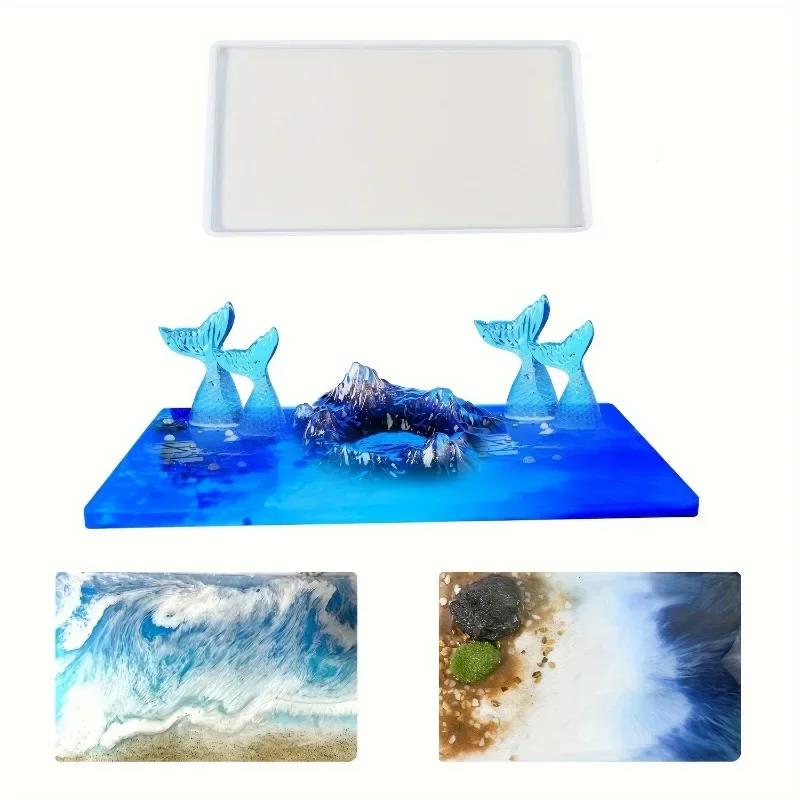 Latest Models Reusable Large Rectangular Silicone Mold Big Epoxy River Table Silicone Mold Tray Resin Art DIY Craft Large Thick