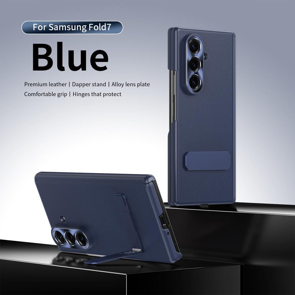 Leather Bracket Phone Case for Samsung Galaxy Z Fold 7 6 5 4 5G Fold7 Fold6 Fold5 Anti-Drop Shockproof Protective Cover