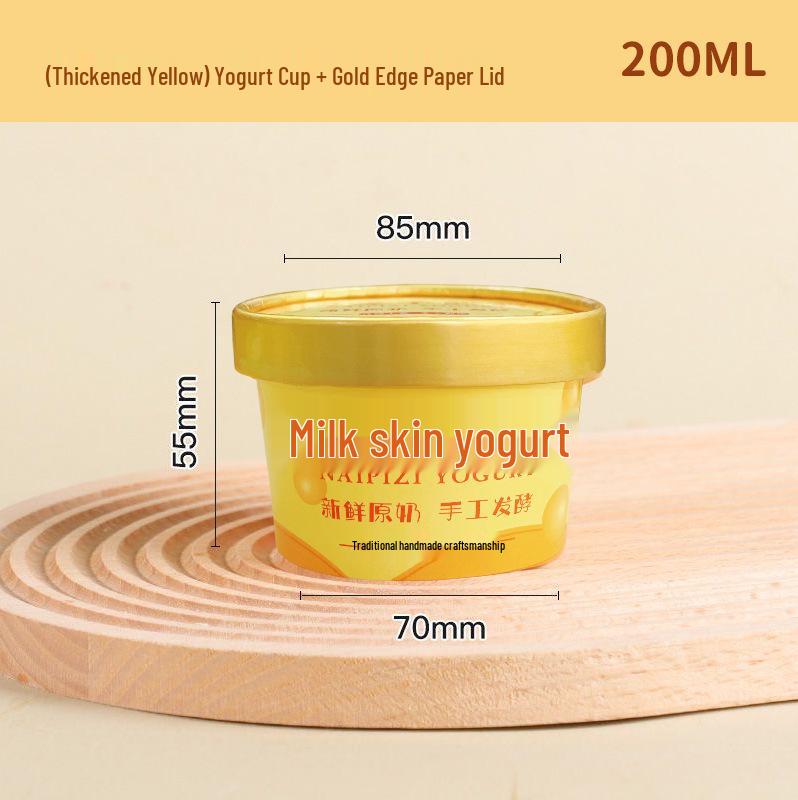 Disposable Yogurt Cup with Lid & Spoon - Thickened Food-Grade Paper for Fermentation