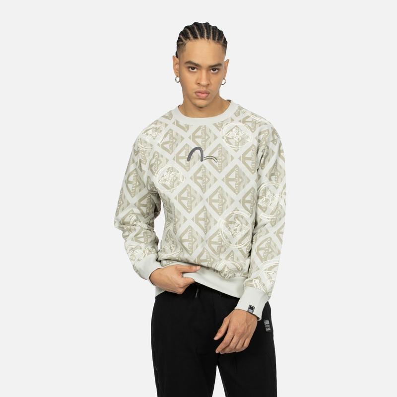 Evisu Floral Logo Oversized Pullover Crewneck Sweatshirt Men sweatshirt 2ESGNM4SW5133LFCT