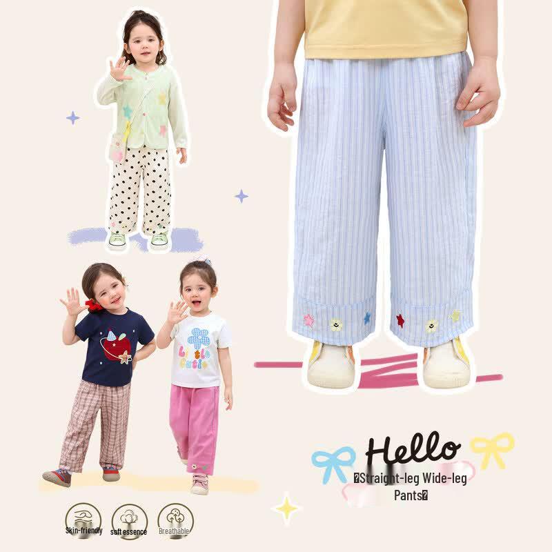 LUSON Baby Girl s Summer Breathable Straight-Leg Pants 110