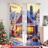 Set Of 2 Flat Printing Christmas Curtain Tree Design Versatile Durable Polyester Without Electricity Festive Holiday